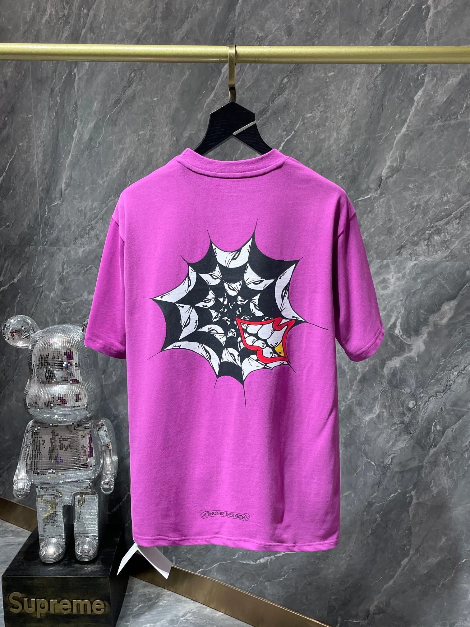 P130 New in summer Chrome Hearts 25ss High-weight, environmentally friendly and high-quality top-quality fabric 260g~270g Mattyboy graffiti spider web short-sleeved counter synchronization 1:1 replica version Recommended color: customized graffiti purple Size: S, M, L, XL